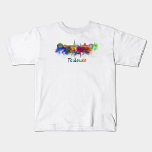 Toulouse skyline in watercolor Kids T-Shirt